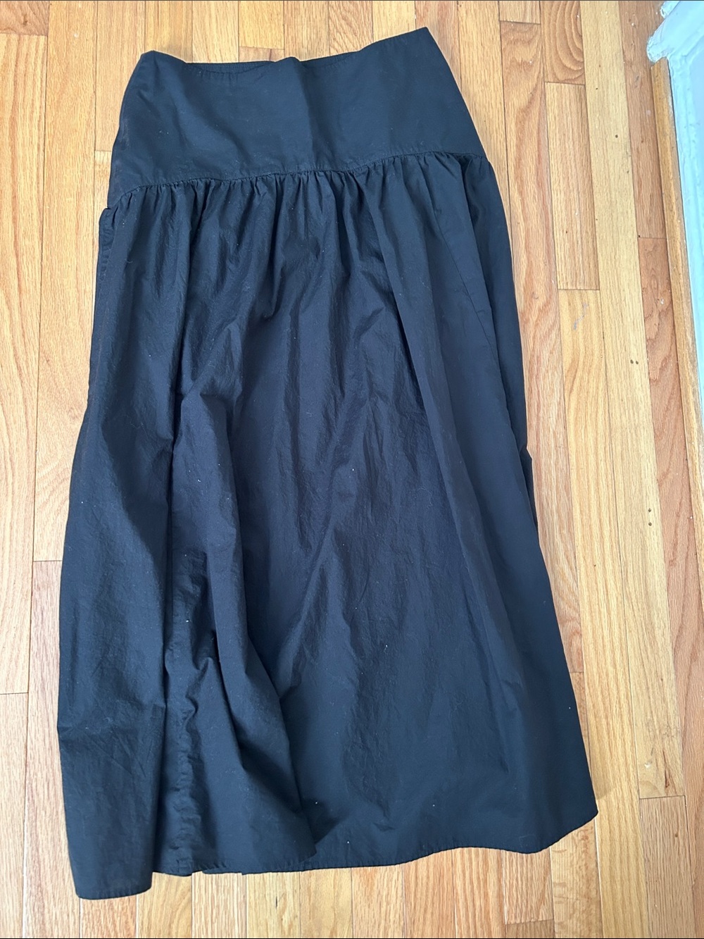 LOFT Women’s Black Drop Waist Poplin Maxi Cotton Skirt- Size 6